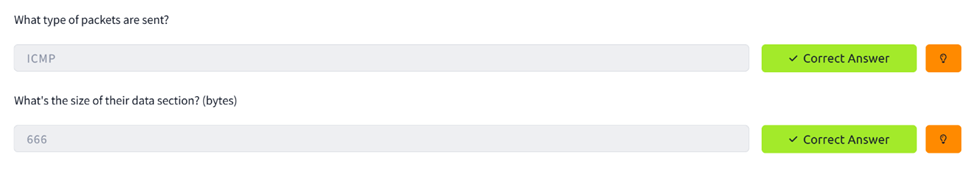 Correct answers for Task 4