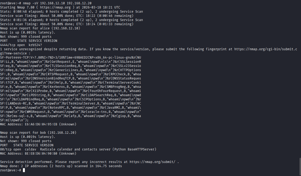 Nmap service scan results