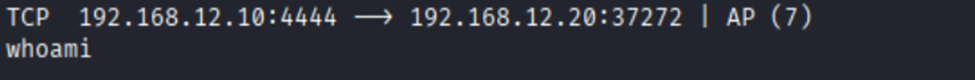 TCP stream showing whoami