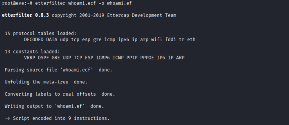 etterfilter compilation output