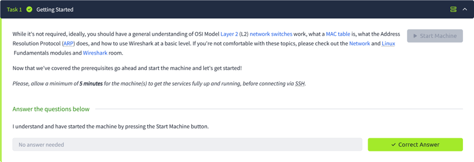 Room instructions to start machine