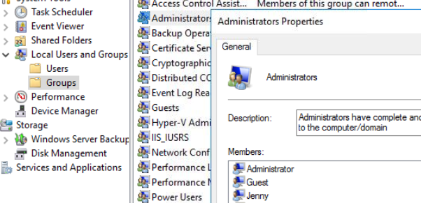 Administrators group members